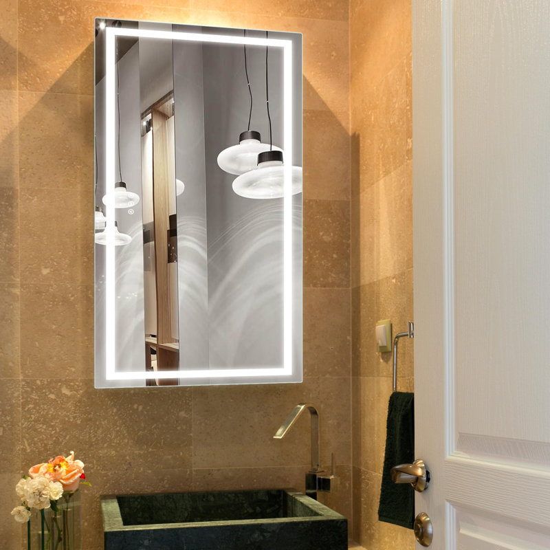 Miroir de salle de bain 72 x 36 pouces, rétro-éclairé et éclairé à l'avant, miroir anti-buée pour mur de salle de bain, miroir de meuble-lavabo à lumière DEL à intensité variable avec 3 couleurs, mémoire, incassable, verre trempé