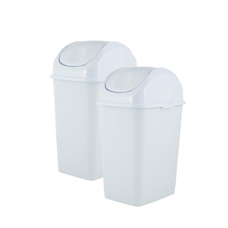 Poubelle à couvercle pivotant en plastique Superio de 4,5 gallons avec couvercle Superio, Blanc