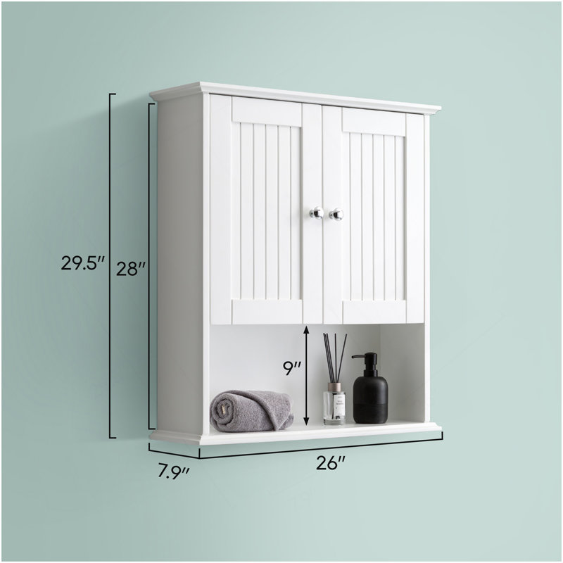 Upgraded Bathroom Wall Cabinet Over The Toilet Storage Cabinet Wall Mounted Storage Cabinet Wooden Medicine Cabinets, White