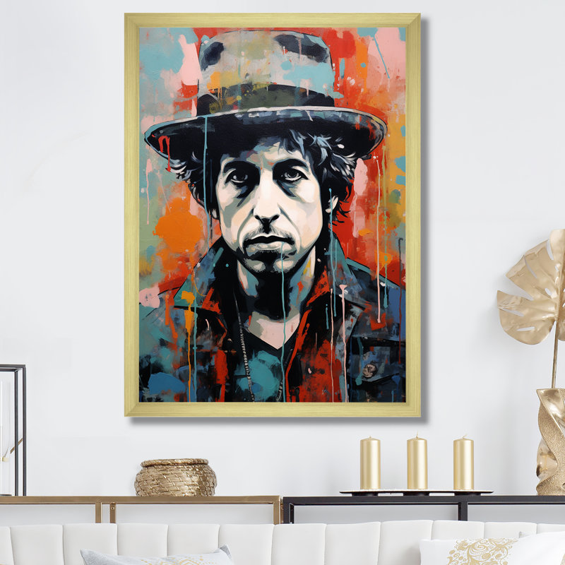 Dylan In Denim Portrait I - Portrait, reproduction d'art sur toile_105756, Encadrement doré, H 20 po x l 12 po x P 1 po