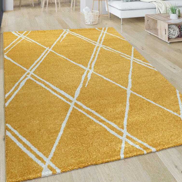  AD6H-CZ Gelber Teppich, geometrisches Muster,  Feuchtigkeitsschutz, hochwertiger Automatten-Teppich,Gelb,160x230cm