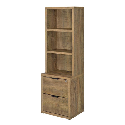 Geary Mango 3-shelf Bookcase USB and Lockable Drawer