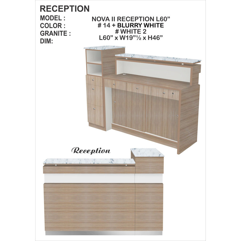 Narayana Rectangle Synthetic Laminate Reception Desk with Filing Cabinet