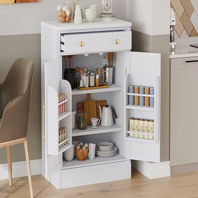 Garde-manger moderne autoportant, rangement pour buffet de nourriture, armoire à café avec tiroir, Blanc