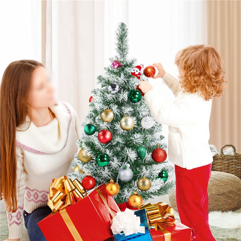 Green Spruce Flocked/Frosted Christmas Tree, 2' H, Not Pre-Lit