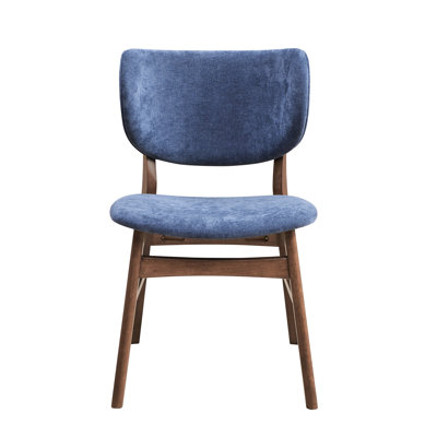 2Pcs Blue Mid-Century Modern Side Chairs - Water, Scratch & Oil , Comfortable Seating, Walnut Finish Chair Back Modern, Water Comfortable, Finish, Dining