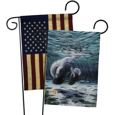 Ensemble de drapeau de jardin 2 faces h 18,5 po x l 13 po manatees