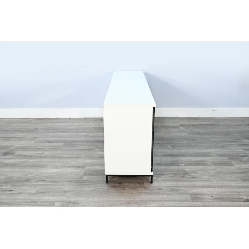 Console multimédia 70 po avec foyer électrique , Blanc