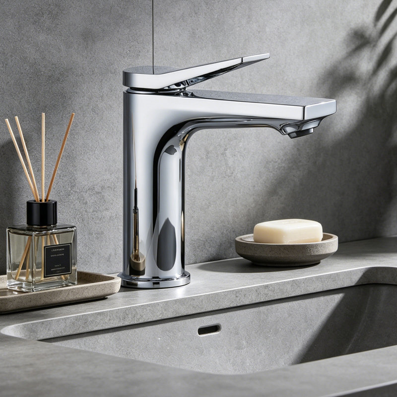 Robinet de salle de bain chromé à un trou, robinet de meuble-lavabo avec deux tuyaux de 9/16 po, Chrome chrome