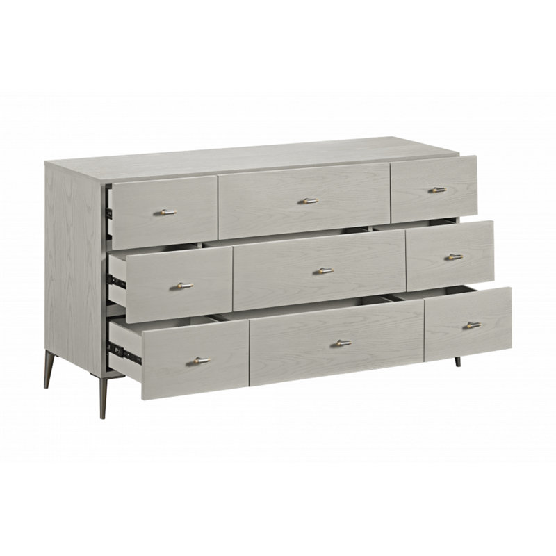 George Oliver Solid Wood 9-Drawer Dresser with Deep Storage