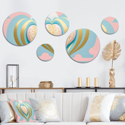 Ensemble de 5 décorations murales pastel rose