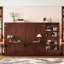 Grand lit escamotable avec compartiments de rangement à hauteur réglable et tablette, cadre de lit mural avec 1 tiroir, lit plateforme pliable multifonctionnel pour chambre à coucher, chambre d'amis, noyer-29560644