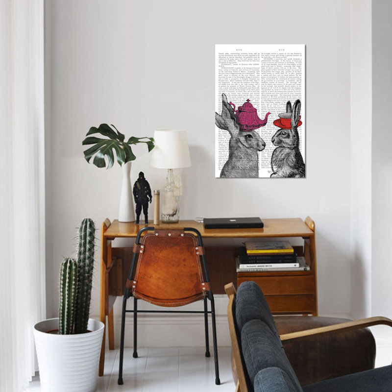 « lapin tea time i », impression sur toile, H 26 po x l 18 po x P 1,5 po