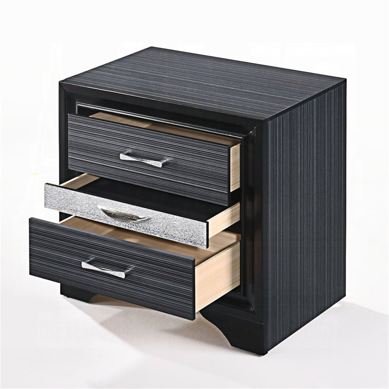 Table de chevet avec tiroir, Noir