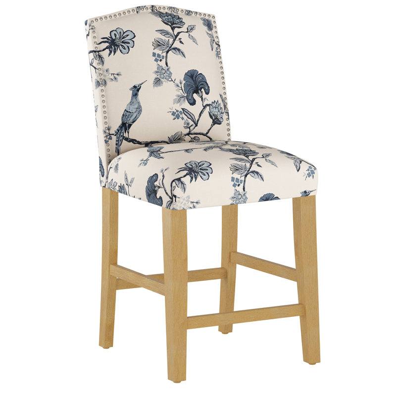 Tabouret de bar et de comptoir Delbreco, Tabouret de comptoir (siège d'une hauteur de 26 p, Indigo Shaana, Bois naturel