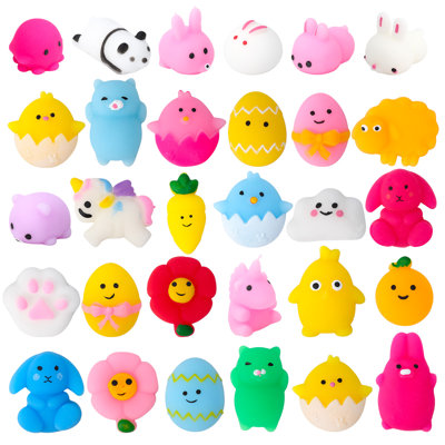 30pcs Easter Eggs Filled with Mochi Squishy Toys Plastic Eggs for Easter Basket Stuffers Egg Hunt Party Favors and Classroom Prizes