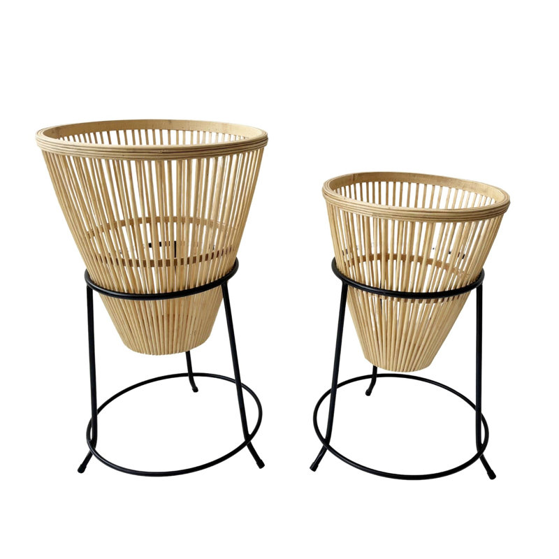 Ensemble de 2 pots à fleurs coniques multicolores 24 pi