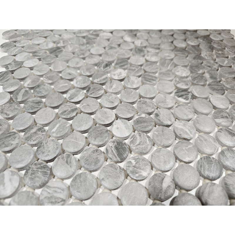 Carrelage mosaïque rond en cendré, Gris