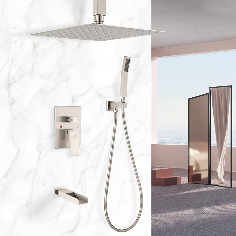 Robinet de baignoire et de douche avec valve brute, Nickel brossé