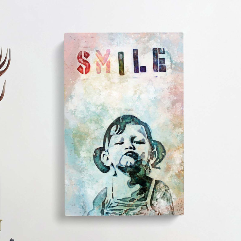 Smile In Abstract By Banksy - Wrapped Canvas, 50cm H x 35cm W x 3cm D