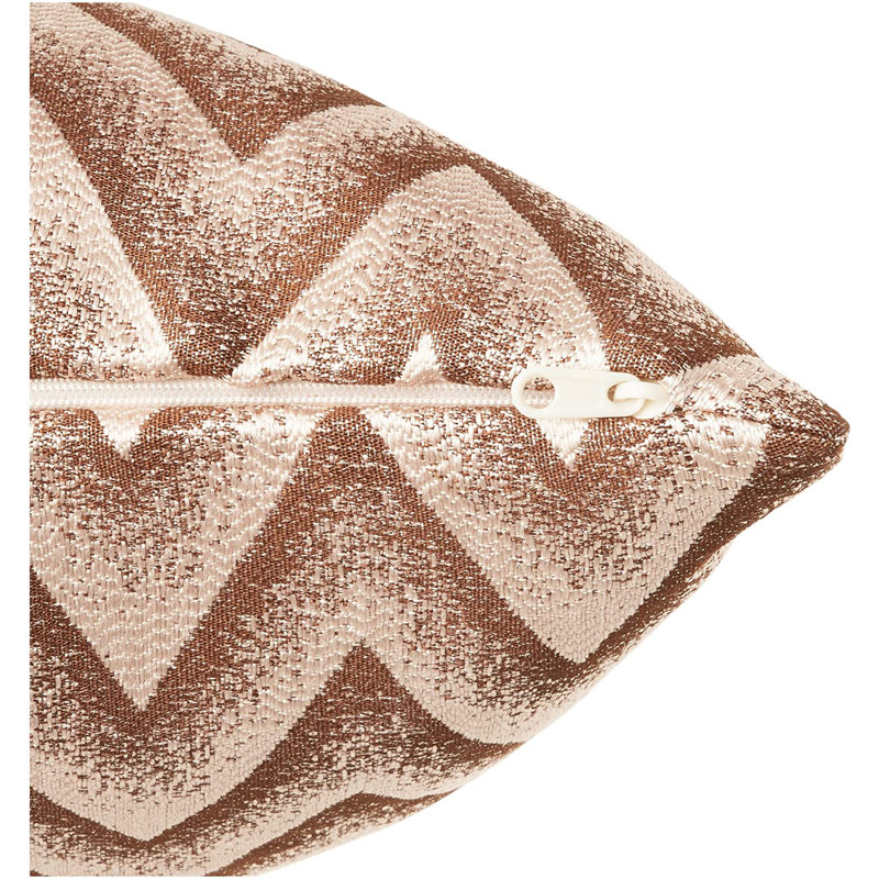 Gold and Beige Chevron Pattern Polyester Square Pillow Cover