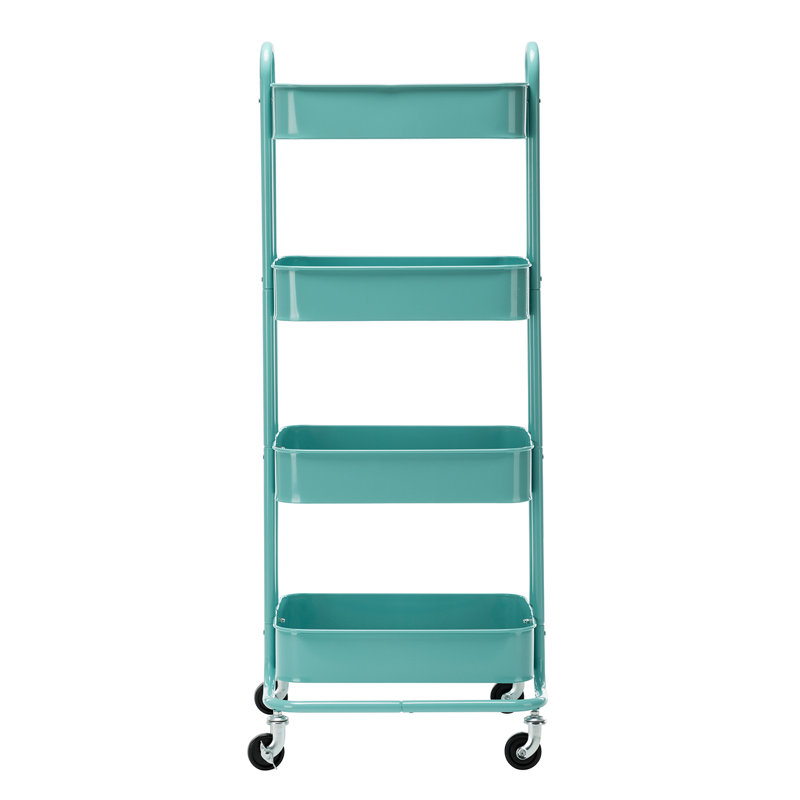 43'' H x 18'' W Utility Cart with Wheels, Blue