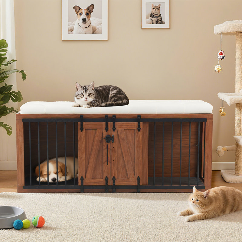 Cage pour chien 56 "avec escalier et siège rembourré