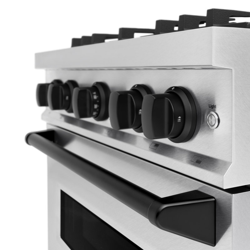 ZLINE Autograph 30" Classic Dual Fuel Range w/ 4 Burners & Matte Black Accents, Matte Black/Satin Stainless Steel