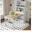 Buffet compact de 33,5 x 15,7 x 69 pouces avec huche et table de salle à manger pliable, armoire multifonctionnelle avec tablette de rangement et crochets latéraux pour petits espaces