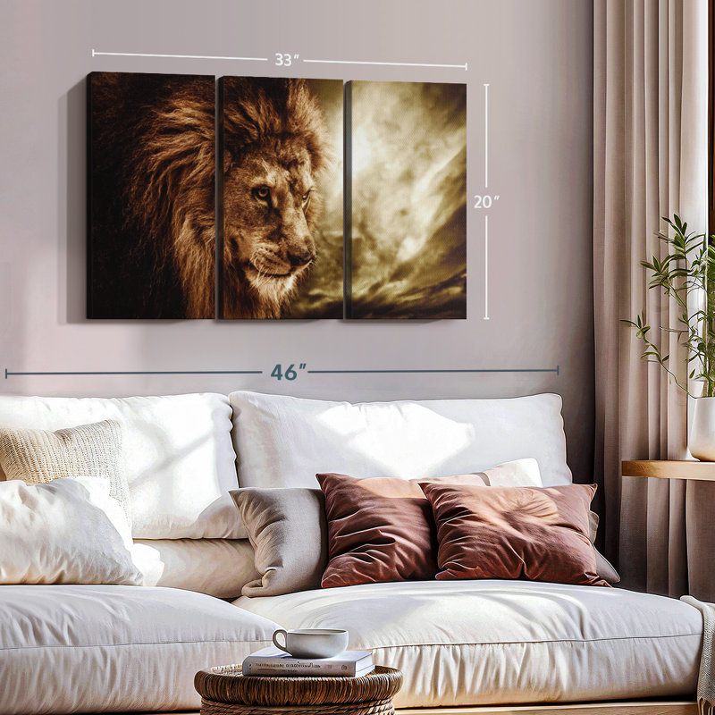 «Stormy Sky Lion» sur, H 20 po x l 33 po x P 1,25 po