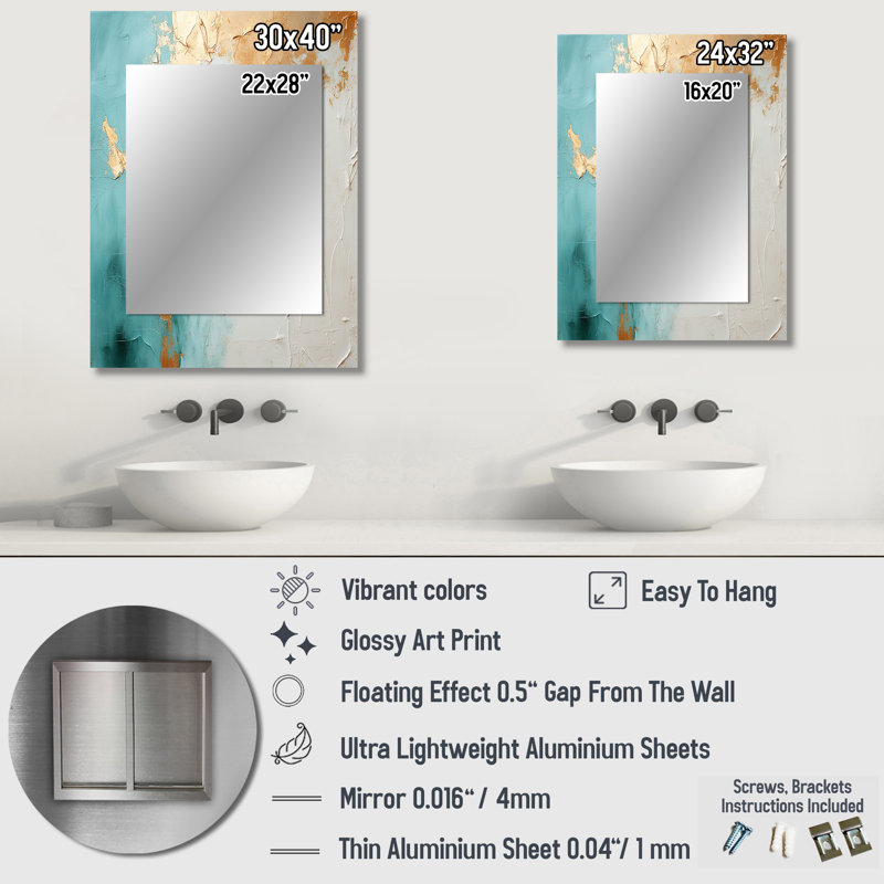 Minimalisme méditation I - peinture abstraite grand miroir mural, miroir décoratif beige, impression d'art en métal