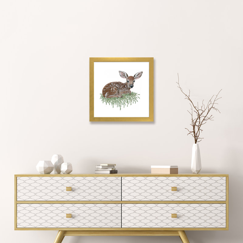 Fauve - reproduction d'art, H 16 po x l 16 po x p 1 po, Papier encadré doré, Blanc