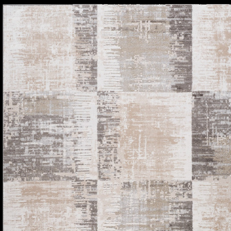 7' X 10' Beige and Brown Abstract Distressed Area Rug