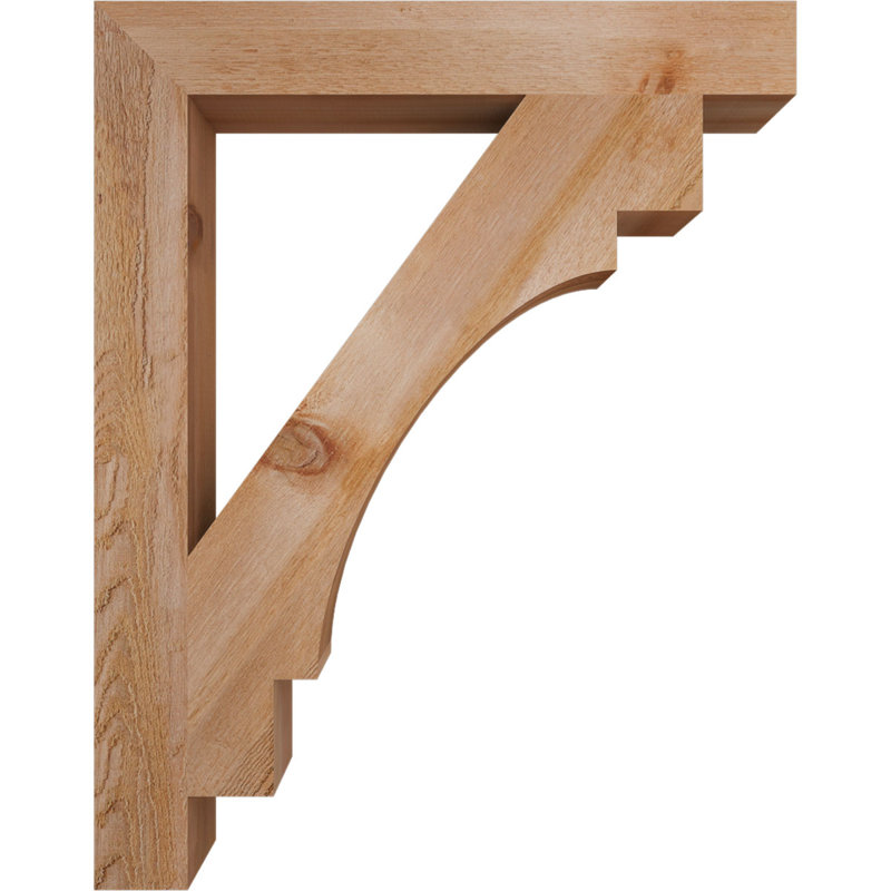 Merced H W D Wood Bracket / Corbel, 38" H x 4" W x 30" D, Western Red Cedar (Rough Sawn)