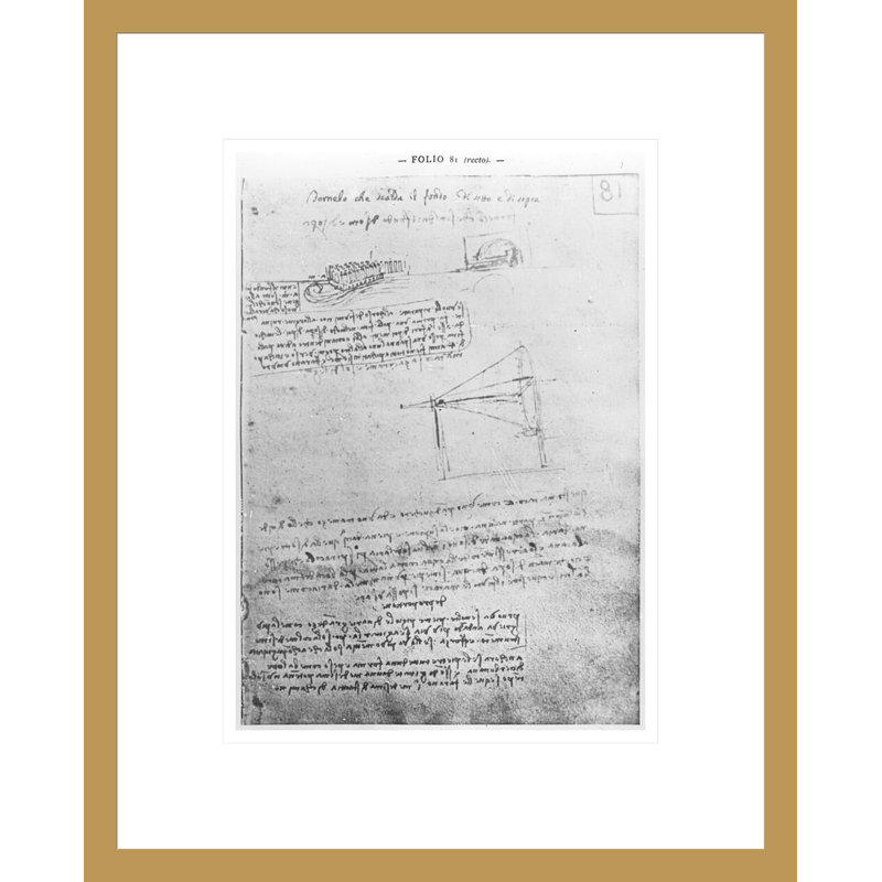 Fol. 81r from the Codex Atlanticus 1478-1518 (pen & amp; encre sur papier) par Leonardo Da Vinci, impression giclée encadrée