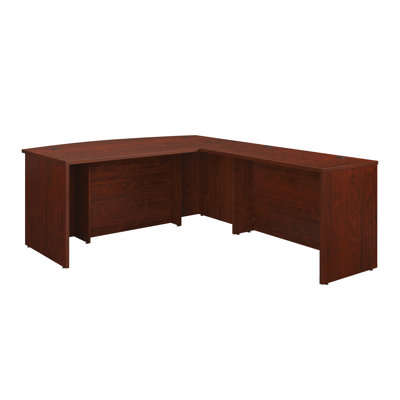 Ensemble de bureau double L 72 po x 84 po Bowfront, finition rouge