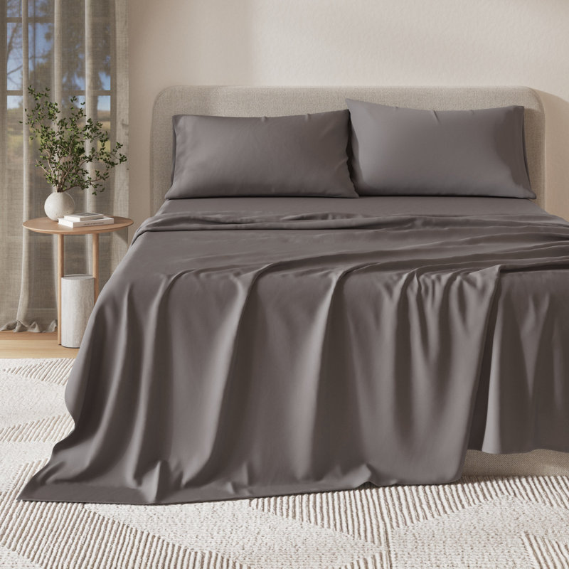 Draps en jersey de viscose et de coton mélangés, King, Charcoal