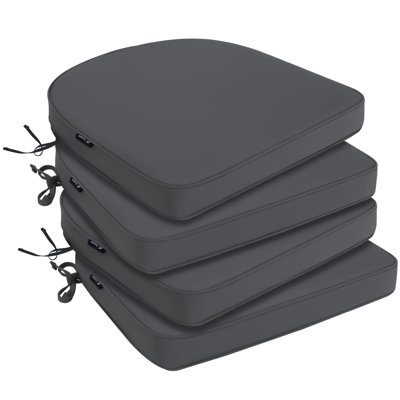 Patio Cushion Set(Set of 4), Removable Seat Cushions with Waterproof Cover & Tie Straps