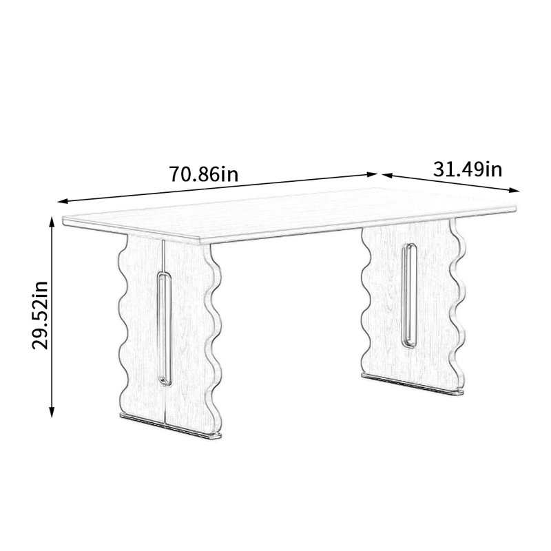 Nouvelle table de salle à manger Stable, H 29,52 po x L 70,86 po x l 31,49 po