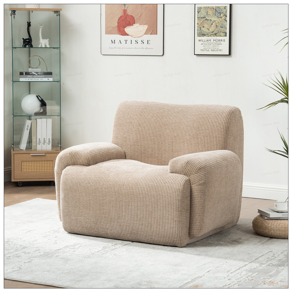 Latitude Run® Modern Upholstered Chenille Vertical Stripes Accent Chair ...