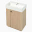Meuble-lavabo de 21,6 po avec lavabo en céramique, armoire moderne autoportante à grain droit avec rangement ouvert et fermé pour les petites salles de bain