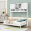 Grand lit escamotable en bois avec tablettes de rangement