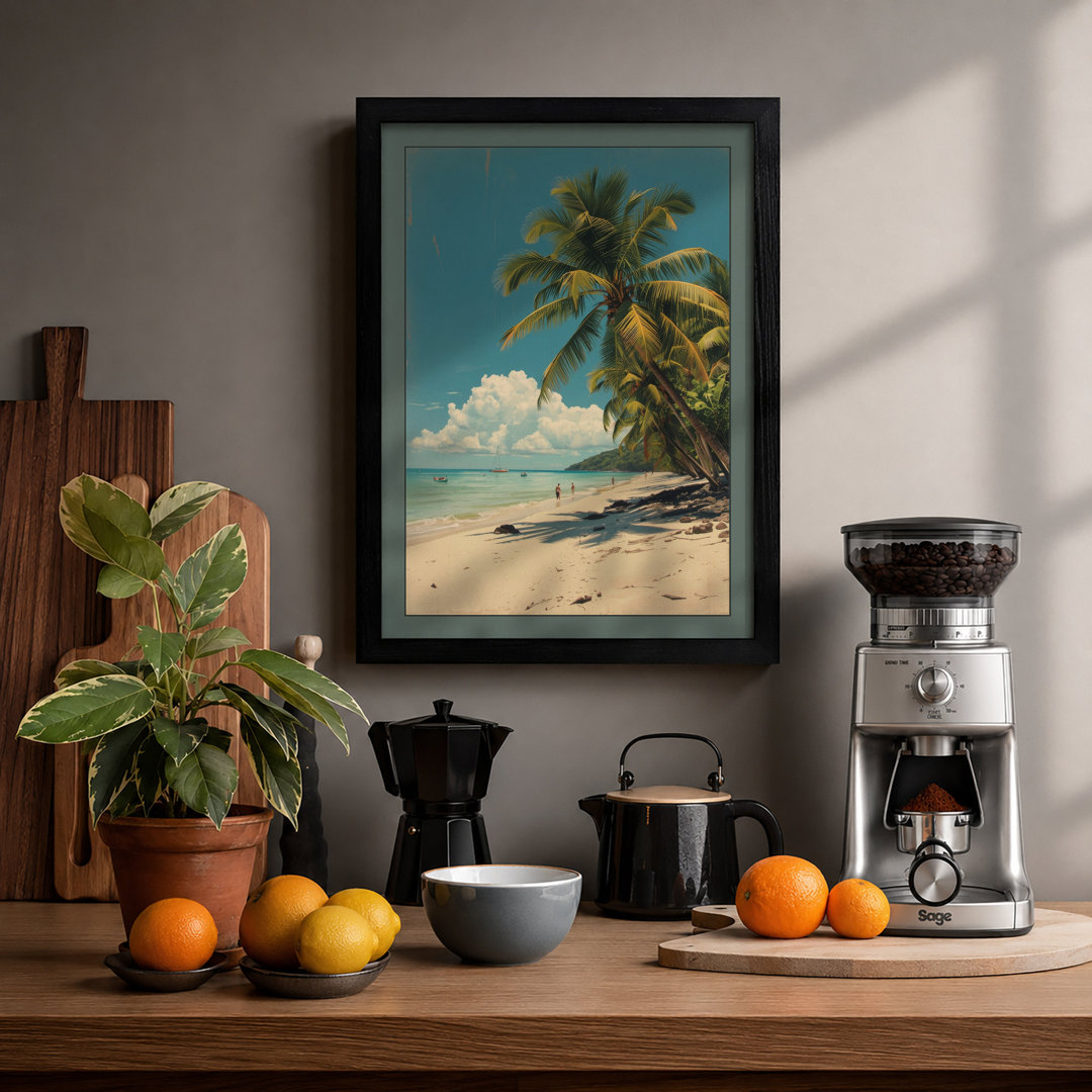 Tropical Palm Paradise Coastal - Framed Print