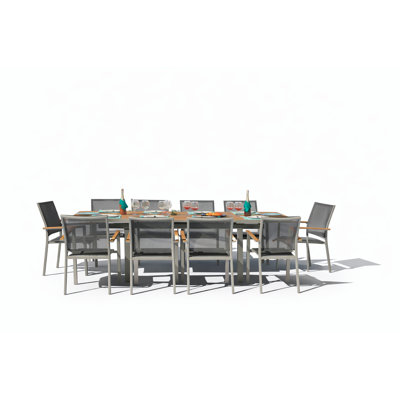 Thomasson Gray Seagull 11-Piece Aluminum Outdoor Dining Set with Sling Set in Pewter