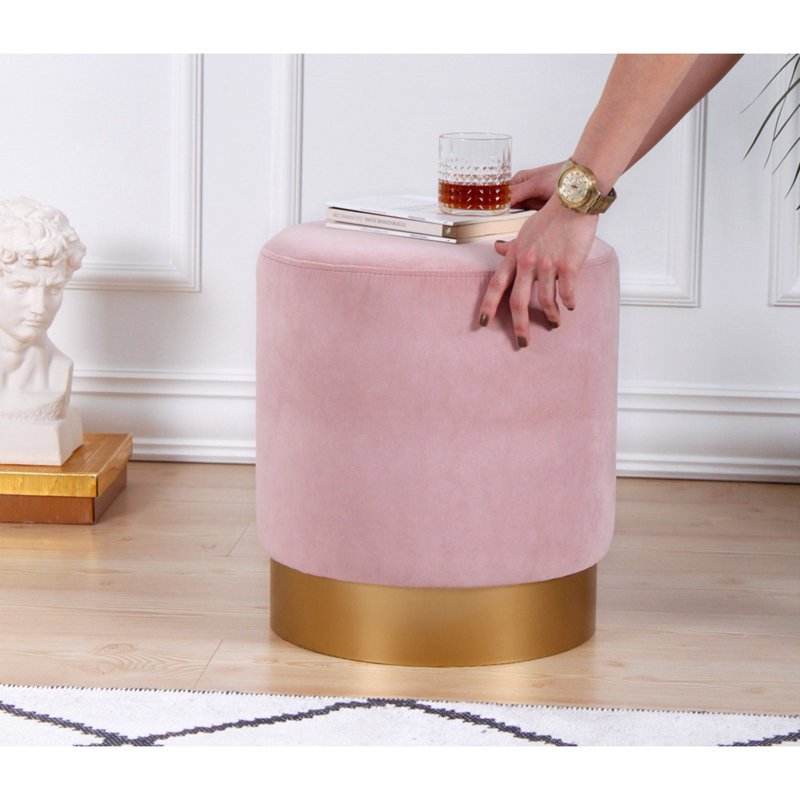 Aisah 40Cm Wide Round Pouffe Ottoman, Pink