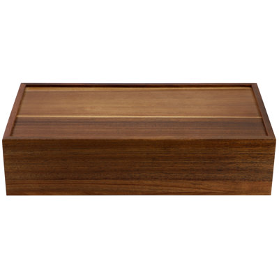 14.25in x 7.5in Tea Storage Box in Acacia with 10 Organizer Slots