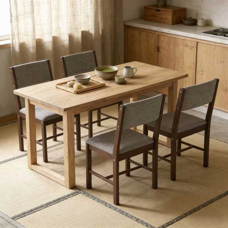 Ensemble de 4 chaises de cuisine de style rustique, ensemble de chaises de salle à manger, Noyer