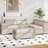 104" L Shape Sectional Sleeper Sofa 2 in 1 Convertible Sleeper Sofa With Pull Out Bed And 2 Stools-1437924079