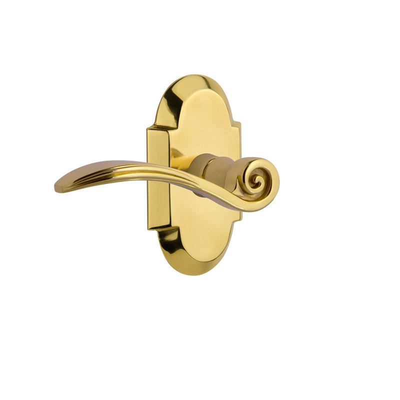 Plaque de passage Cottage (couloir et garde-robe) avec levier Swan, 2-3/8 po, Laiton poli, Gauche
