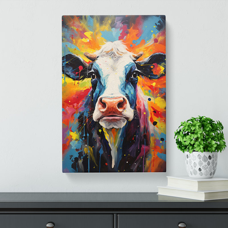 Cow Expressionism Art - No Frame Print, 60cm H x 40cm W x 3cm D